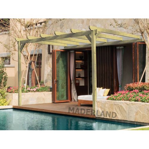 Pergola Adossée En Bois Massif Narbonne 600 X 300 Cm - Maderland