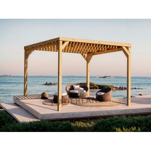 Pergola En Bois Toulouse Avec Toit Semi-Ouvert 500 X 400 Cm- Maderland