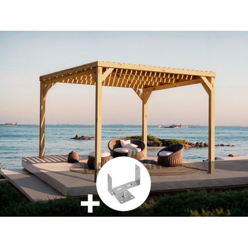 Pergola En Bois Toulouse Avec Toit Semi-Ouvert 600 X 300 Cm + 6 Supports - Maderland