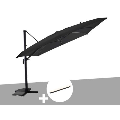 Parasol Déportée 3 X 3 M Inclinable 5 Positions Anthracite + Lampe Led Aimantée - Jardideco