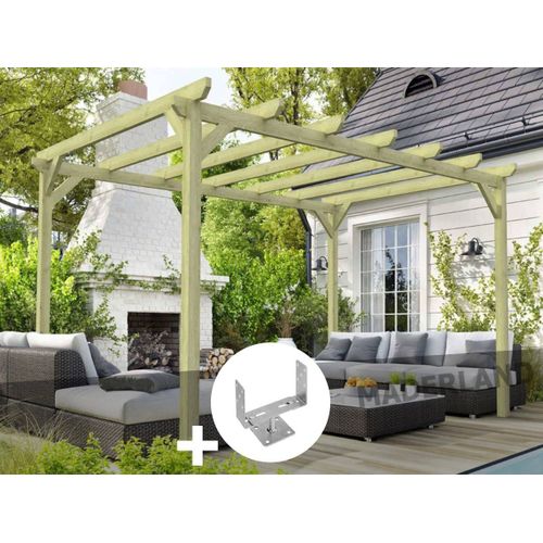 Pergola Massive En Bois Paris 300 X 300 Cm + 4 Supports Surélevés - Maderland