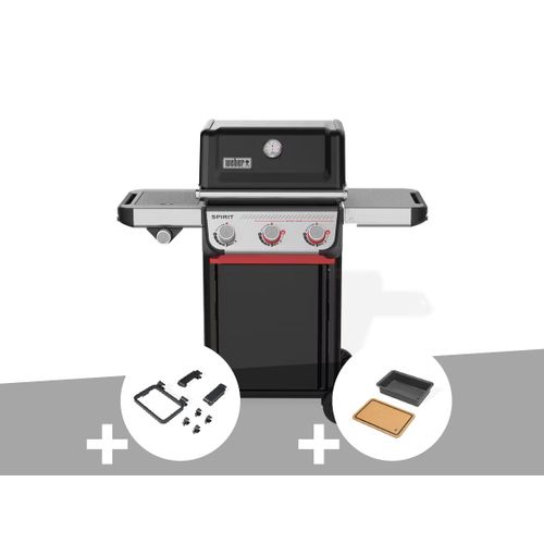 Barbecue à gaz Spirit E-335 + Set d'accessoires clipsables Weber Works + Bac et planche à découper Weber Works - Weber