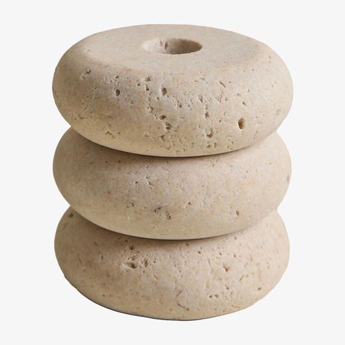 Bougeoir en résine ¿10 cm Fernes Beige Crème