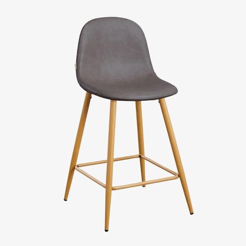 Pack De 2 Tabourets Hauts En Simili Cuir Glamm Bois Naturel ¿65 Cm Gris Anthracite