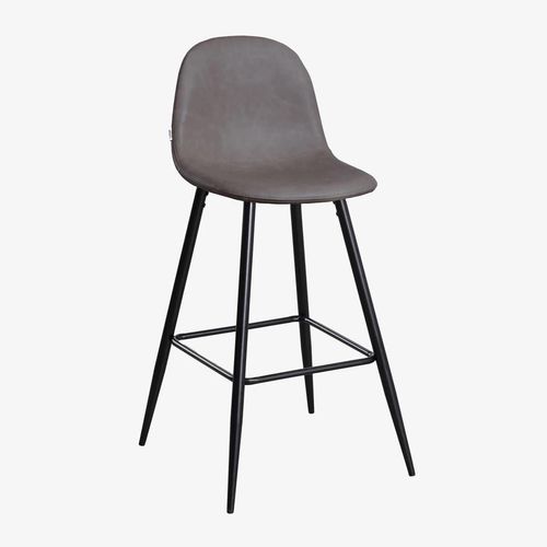 Pack De 2 Tabourets Hauts En Simili Cuir Glamm Noir ¿75 Cm Gris Anthracite