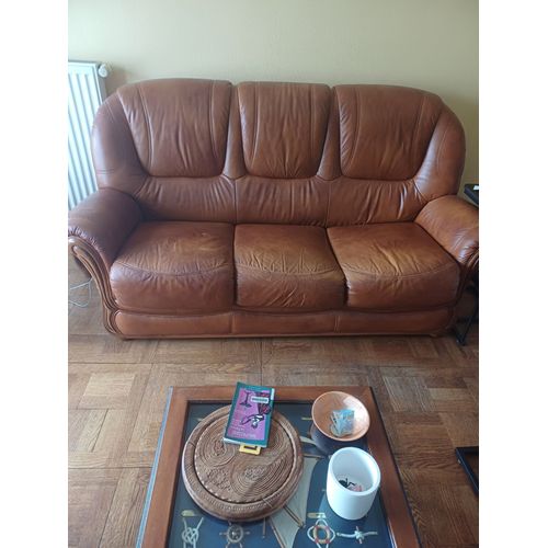 Canape 3 Places + 2 Fauteuils En Simili Cuir