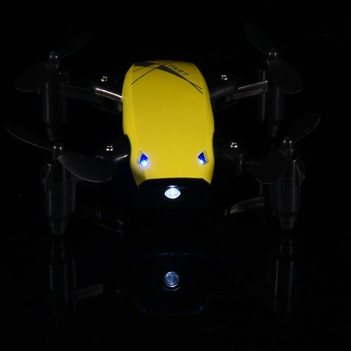 Drone Rc Pliable, Telecommande, Helicoptere Quadricoptere A Retour A Une Touche (Jaune)