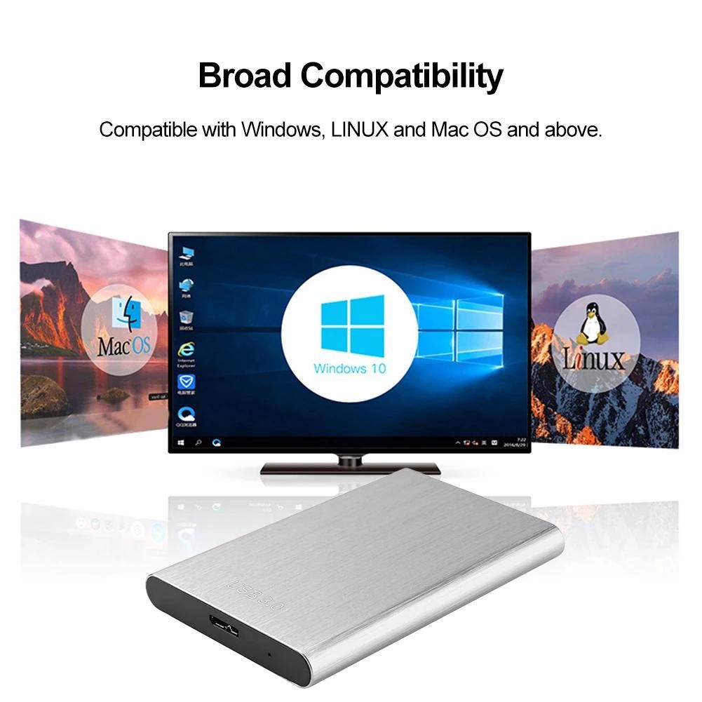 Disque dur externe portable USB 2.5, disque dur en mtal, Plug and Play, Macbook, tablette, ordinateur, 3.0 pouces, 1 To-Argent image 2 | Rakuten