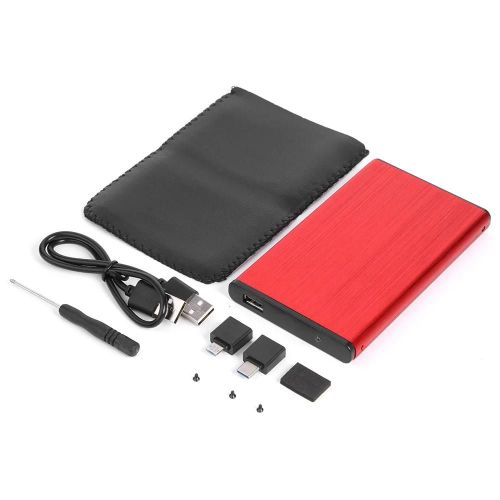 Boîtier de disque dur externe 2.5 pouces en alliage d'aluminium, USB 2.0 vers SATA, pour SSD de 2.5 pouces-Rouge USB 2.0