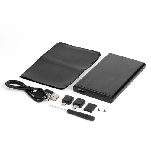 Boîtier de disque dur externe 2.5 pouces en alliage d'aluminium, USB 2.0 vers SATA, pour SSD de 2.5 pouces-Noir USB 3.0