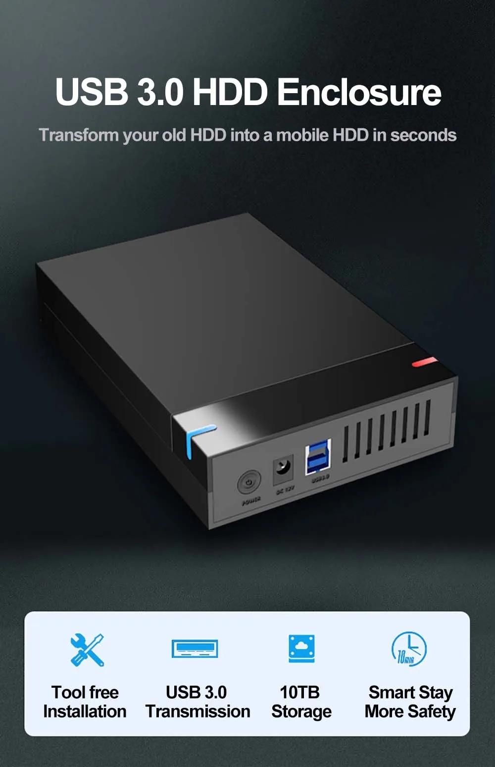 Botier HDD 3.5 2.5 botier de disque dur externe pour 3.5 2.5 pouces SATA SSD HDD UASP USB 3.0 vers SATA III 10 to botier de disque dur SSD-US Plug image 1 | Rakuten