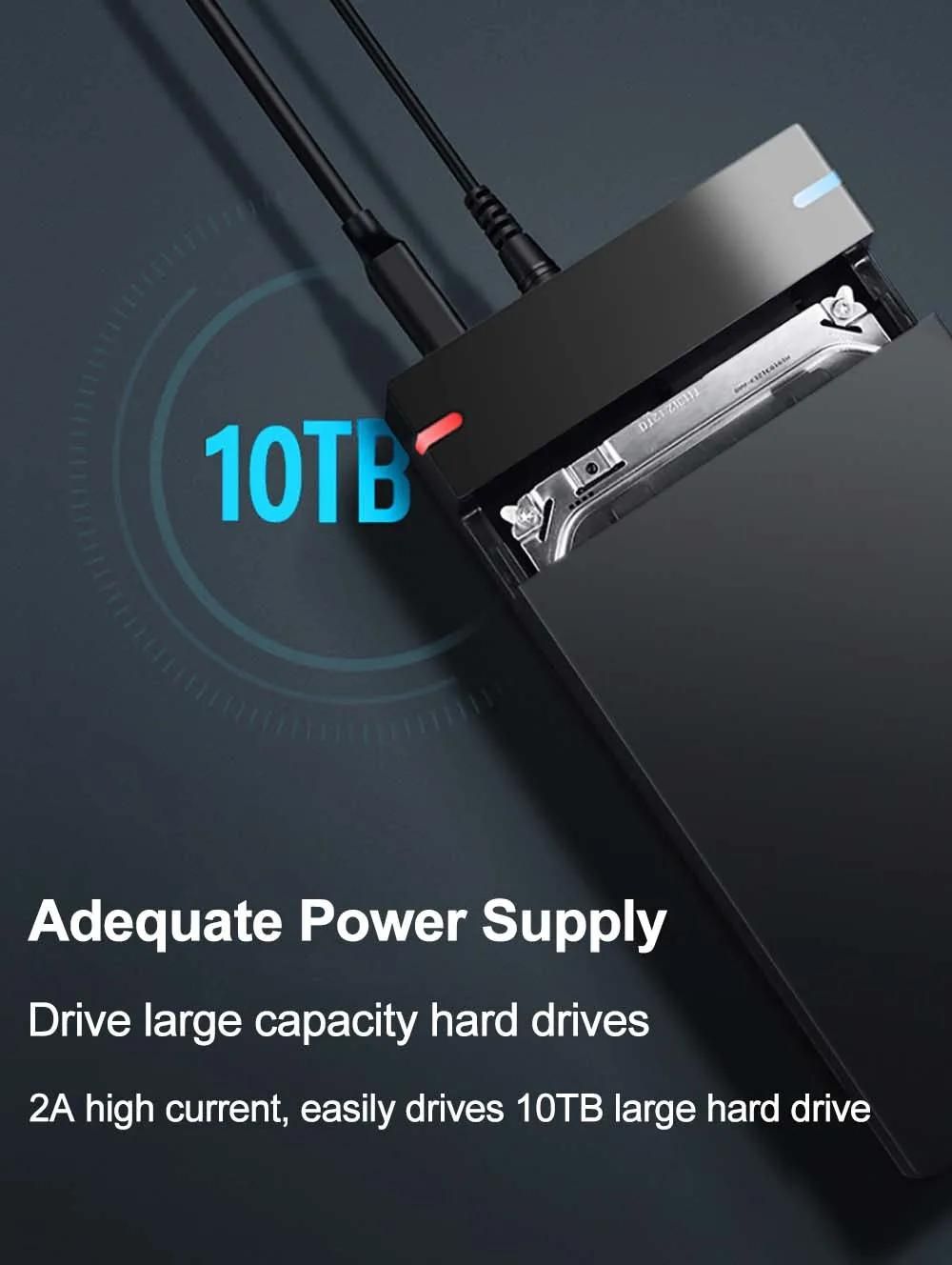 Botier HDD 3.5 2.5 botier de disque dur externe pour 3.5 2.5 pouces SATA SSD HDD UASP USB 3.0 vers SATA III 10 to botier de disque dur SSD-US Plug image 7 | Rakuten