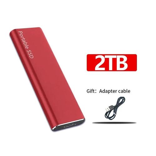 Disque SSD externe Portable, disque SSD 256 to disque dur de grande capacité USB 3.2 disque dur haute vitesse pour ordinateurs portables/PC/MAC-Rouge 2TB