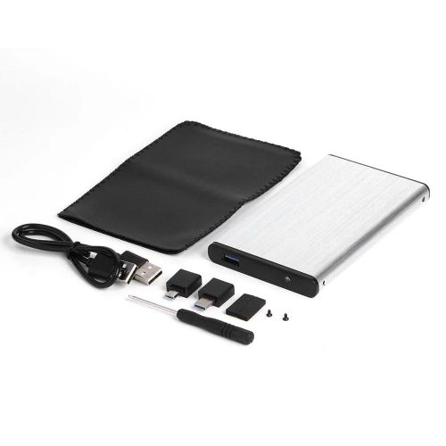Boîtier de disque dur externe 2.5 pouces en alliage d'aluminium, USB 2.0 vers SATA, pour SSD de 2.5 pouces-Argent USB 3.0