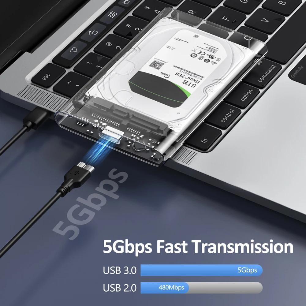Botier de disque dur externe USB3.1, botier de disque dur de 2.5 pouces, rapide 5Gbps USB vers Micro type-c SATA HDD SSD, mallette de rangement pour ordinateur portable-USB3.0 to Micro image 2 | Rakuten