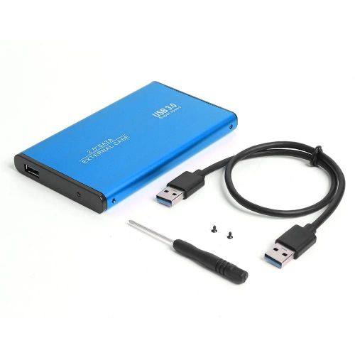 Boîtier de disque dur externe 2.5 pouces en alliage d'aluminium, USB 2.0 vers SATA, pour SSD de 2.5 pouces-Bleu USB 3.0