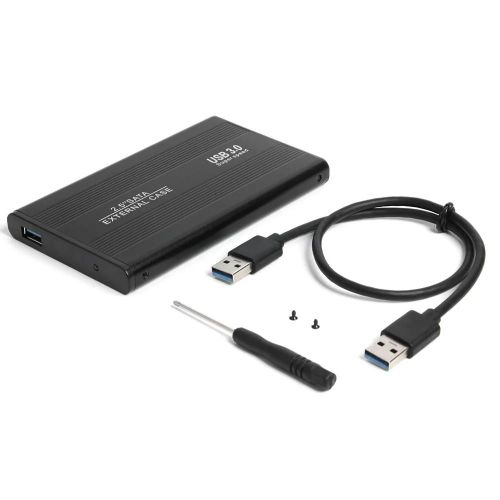 Boîtier de disque dur externe 2.5 pouces en alliage d'aluminium, USB 2.0 vers SATA, pour SSD de 2.5 pouces-Noir USB 3.0
