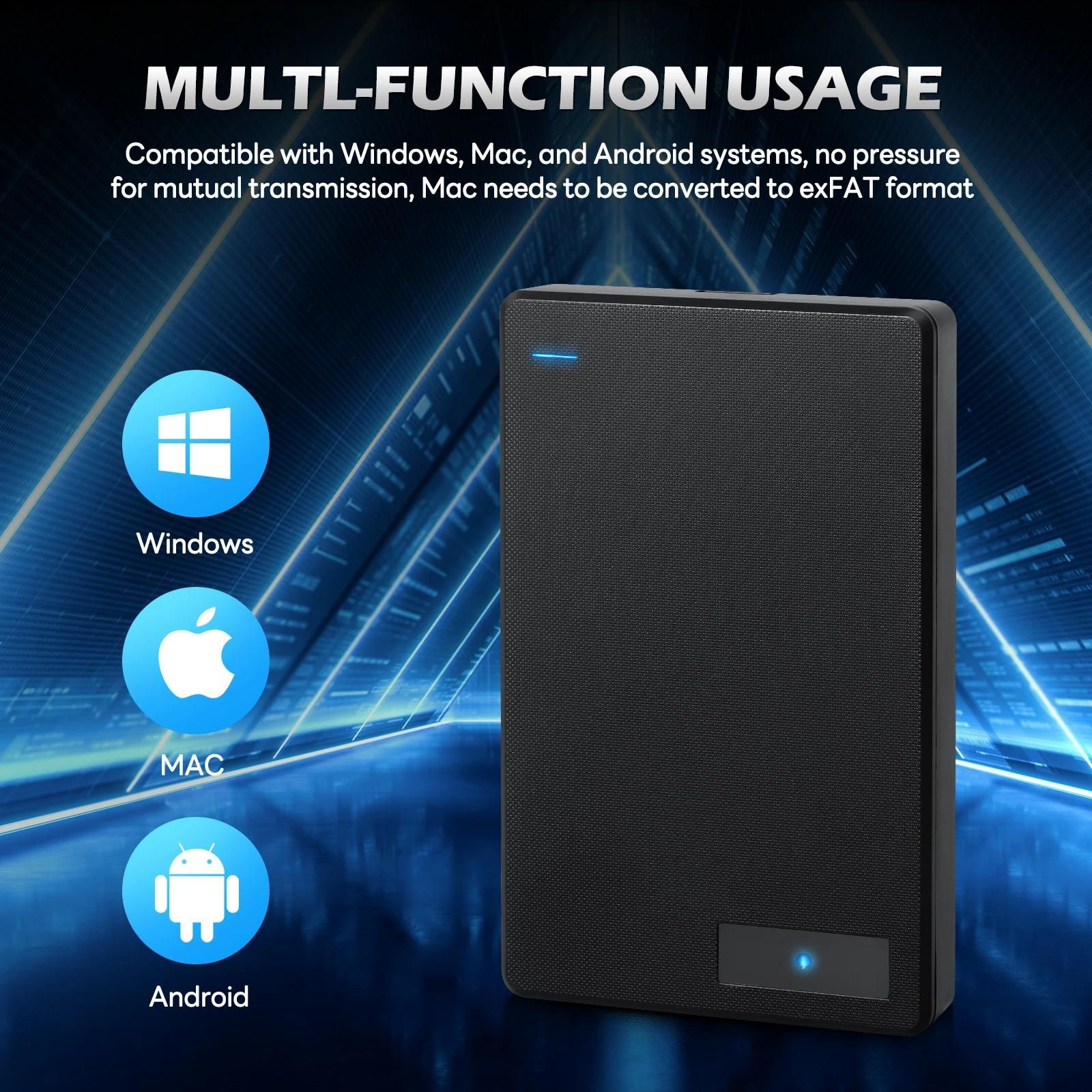 Disque dur HD externe portable,mmoire HDD, USB3.0, cl USB haute vitesse pour ordinateur portable, PC, MacBook, PS4, PS5-2 TO-Noir image 2 | Rakuten