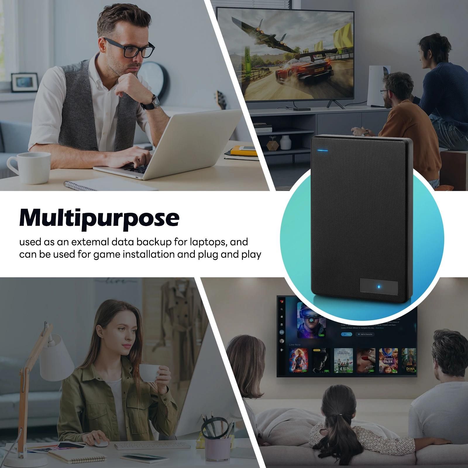 Disque dur HD externe portable,mmoire HDD, USB3.0, cl USB haute vitesse pour ordinateur portable, PC, MacBook, PS4, PS5-2 TO-Noir image 6 | Rakuten
