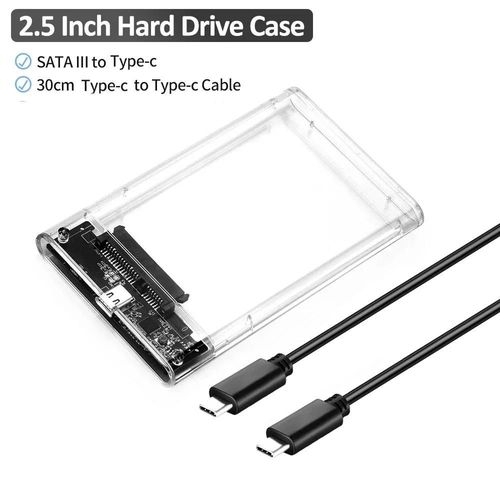 Boîtier de disque dur externe USB3.1, boîtier de disque dur de 2.5 pouces, rapide 5Gbps USB vers Micro type-c SATA HDD SSD, mallette de rangement pour ordinateur portable-Type C to Type C