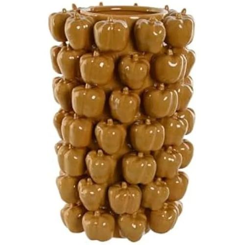 Vase décoratif - HOME ESPRIT - Jaune Moutarde - Céramique Grès - 25 x 25 x 38 cm - Style Contemporain