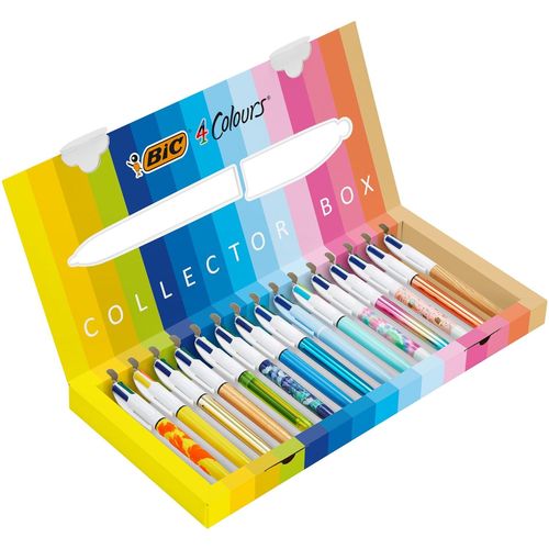 Bic Stylo À Bille 4 Colours, Collector Box, Set De 15