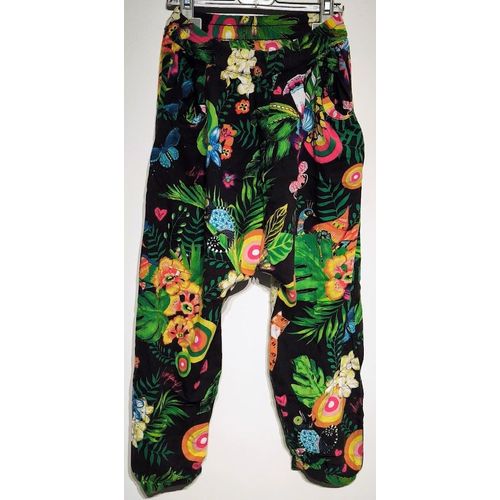 Sarouel Noir À Fleurs Desigual - T 9-10 Ans