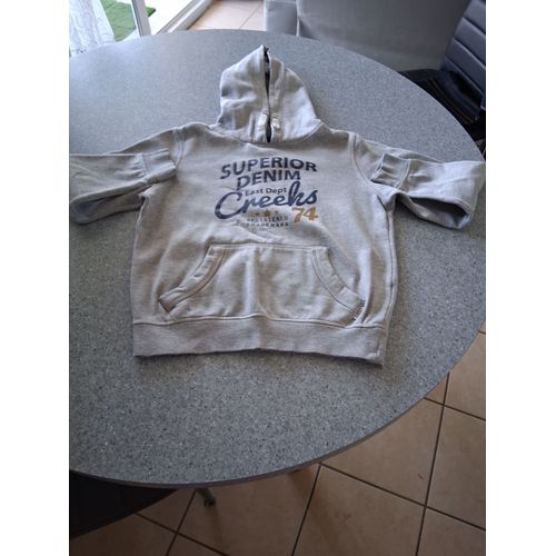 Sweat Shirt À Capuche "Creeks" Gris Et Bleu "T- 12 Ans "Garçon