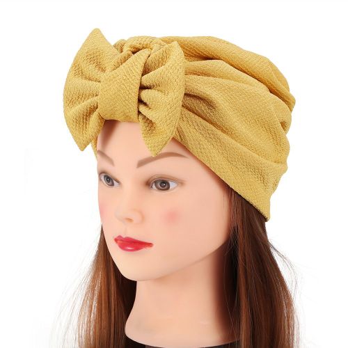Bonnet Turban Tendance En Coton Chaud Avec Noud Papillon Pour Femme (Jaune)