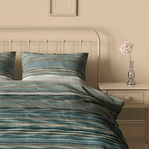 Housse De Couette Satin De Coton Bleu 240x220 Cm