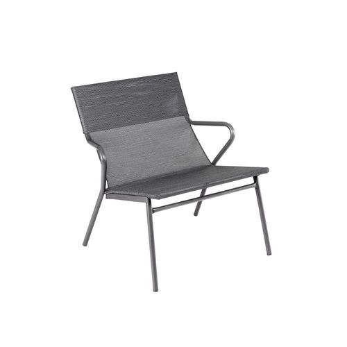 Ensemble 1 Table Basse Carrée Et 2 Fauteuils En Acier Gris