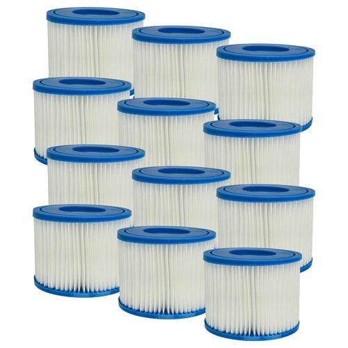 vhbw 12x Cartouche filtrante type VI compatible avec Bestway Lay-Z-Spa Siena, Saint Tropez spa, bain à remous - Filtre de rechange blanc / bleu