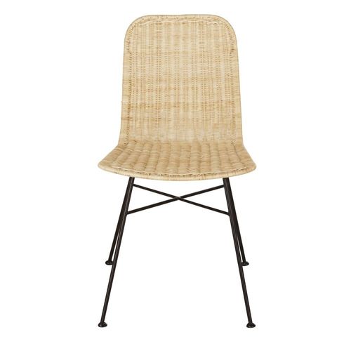 Chaise En Rotin Et Acier Noir