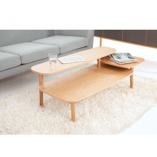 Table Basse En Bois 3 Plateaux - Bois Clair