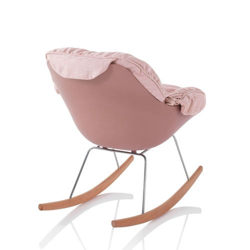 Fauteuil À Bascule En Bois Et Tissu Rose