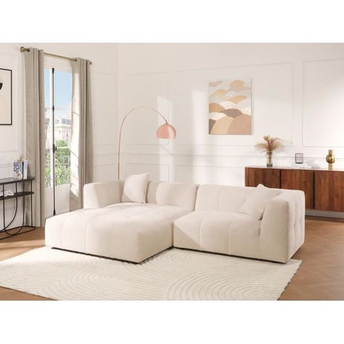 Canapé D'angle Velours 5 Places Beige