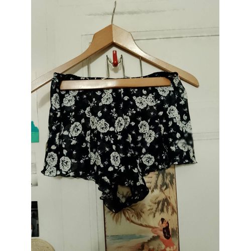 Bas De Pyjama Short Translucide Marine Fleurs Blanches 32 Xxs Vintage Années 90.