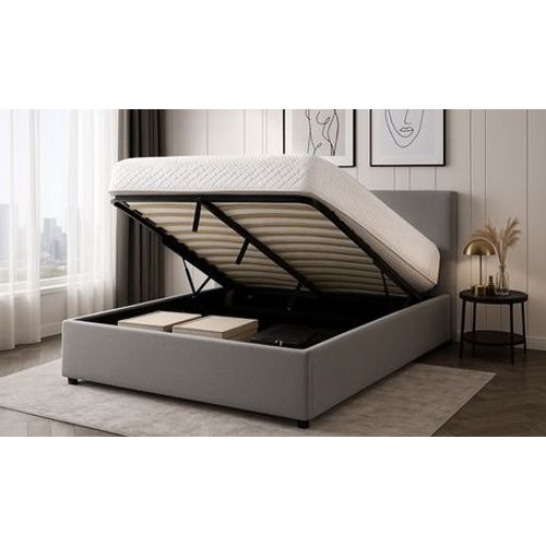 Lit Coffre Colisée Sampur Avec Matelas En Option : 180 X 200 Cm / Gris Fpncé / Sans Matelas