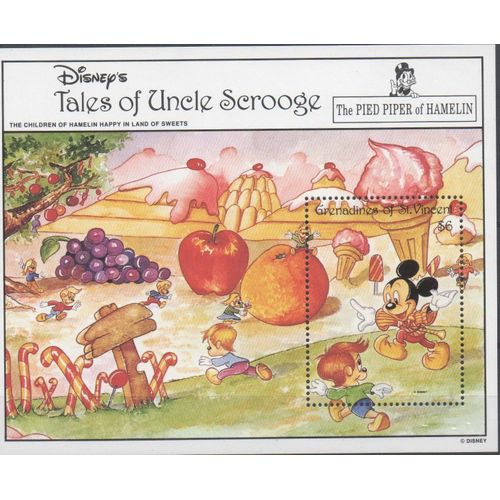 Grenadines Of Saint Vincent : Timbres Disney , Le Joueur De Flute De Hameln ,2 Blocs