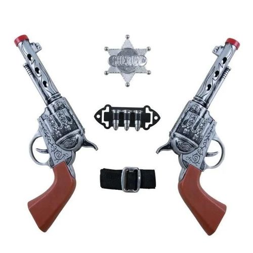 Kit De Cow Boy : 2 Revolvers, 1 Ceinture Avec Balles & 1 Etoile