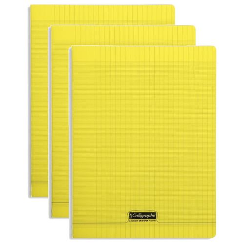 Calligraphe Lot De 3 Cahiers Piqué 24x32cm Polypro 96p Séyès 90g Jaune