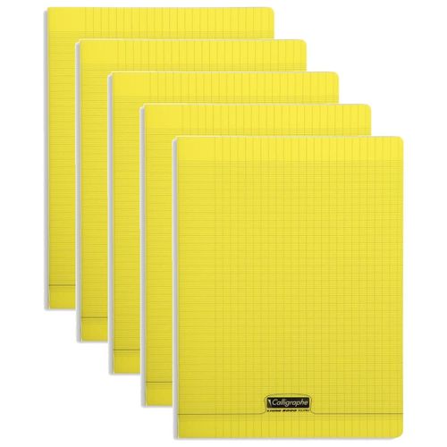 Calligraphe Lot De 5 Cahiers Piqué 24x32cm Polypro 96p Séyès 90g Jaune