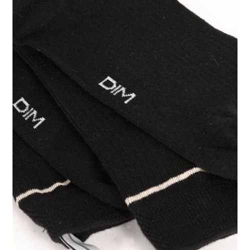 Dim Chaussettes Unisexe En Coton Côtelé Noir Avec Ligne Crème Dim Icons