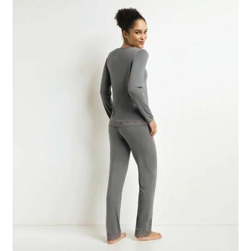Dim Pyjama Femme Pantalon Gris Avec Dentelle Don¿T Disturb