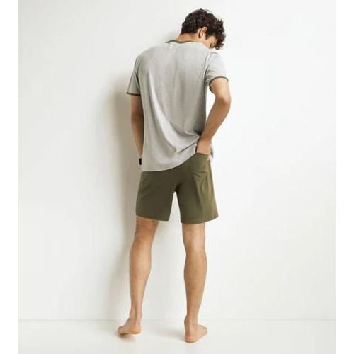 Dim Ensemble Pyjama Short Homme Kaki Gris Dim Jersey