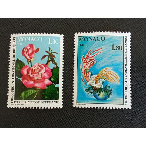 Timbre Monaco Y T 1251 - 1252 Série : Concours Interna De Reliure De Fleurs, Monte-Carlo 1980 (040709 )