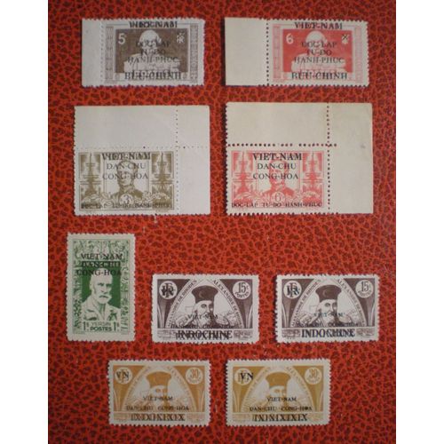 Lot De 9 Timbres Neufs - Vietnam Du Nord - Viet-Nam - Timbres D'indochine Surchargés - Année 1945