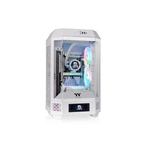 Caja PC Thermaltake Mini Tower SPCC Blanco Ventana LCD USB-C Soporte Mini-ITX
