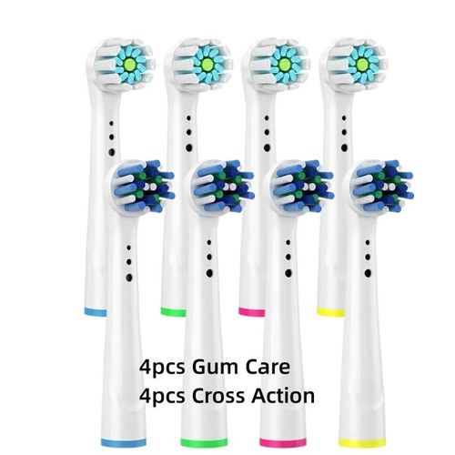 Têtes de brosse de rechange pour brosses à dents électriques Oral B, fil à Action croisée 3D Pro blanc, Standard de précision, nettoyage quotidien, 4/8 pièces-8 assortis b
