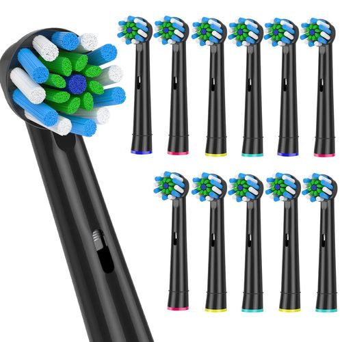 Tête de brosse à dents électrique 4 pièces, Compatible avec la brosse à dents électrique Braun Oral B, têtes de brosse de rechange pour Oral B Vitality Pro 1000 2000-Noir-12pcs